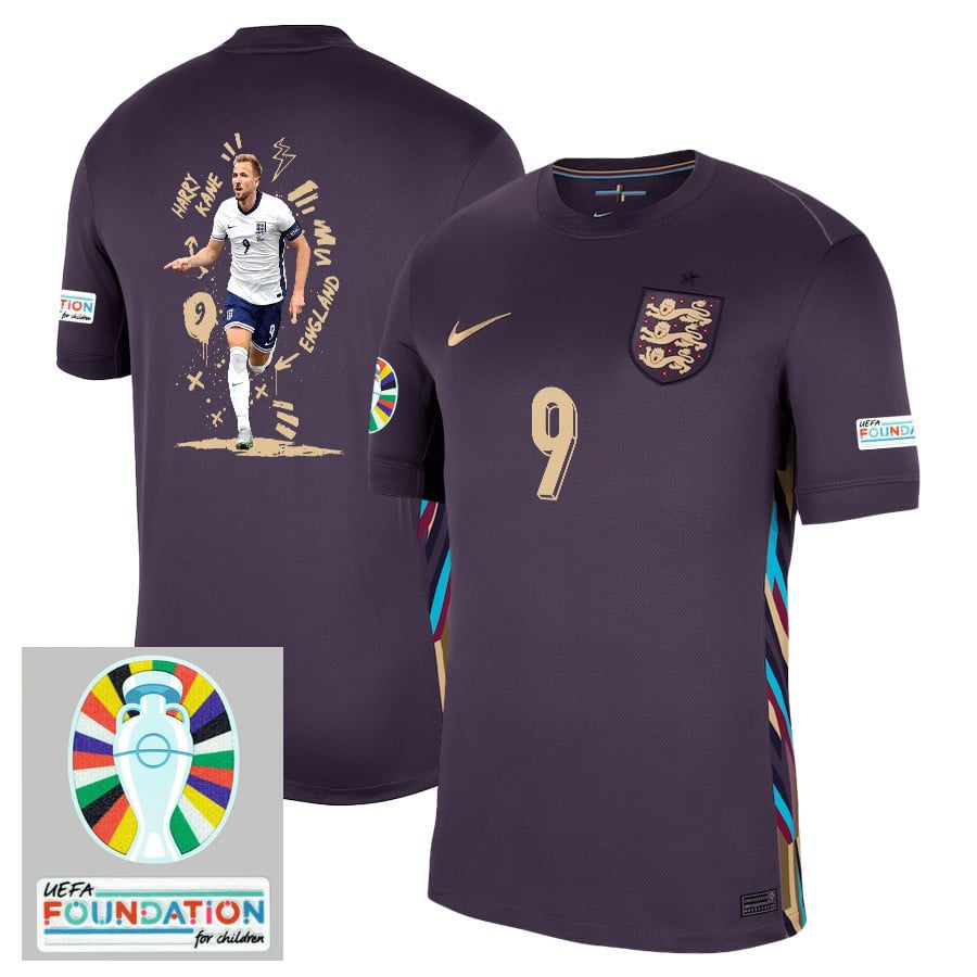 Harry Kane 9 England Superstar England 2024/25 Away Stadium Football Jersey - Men Purple
