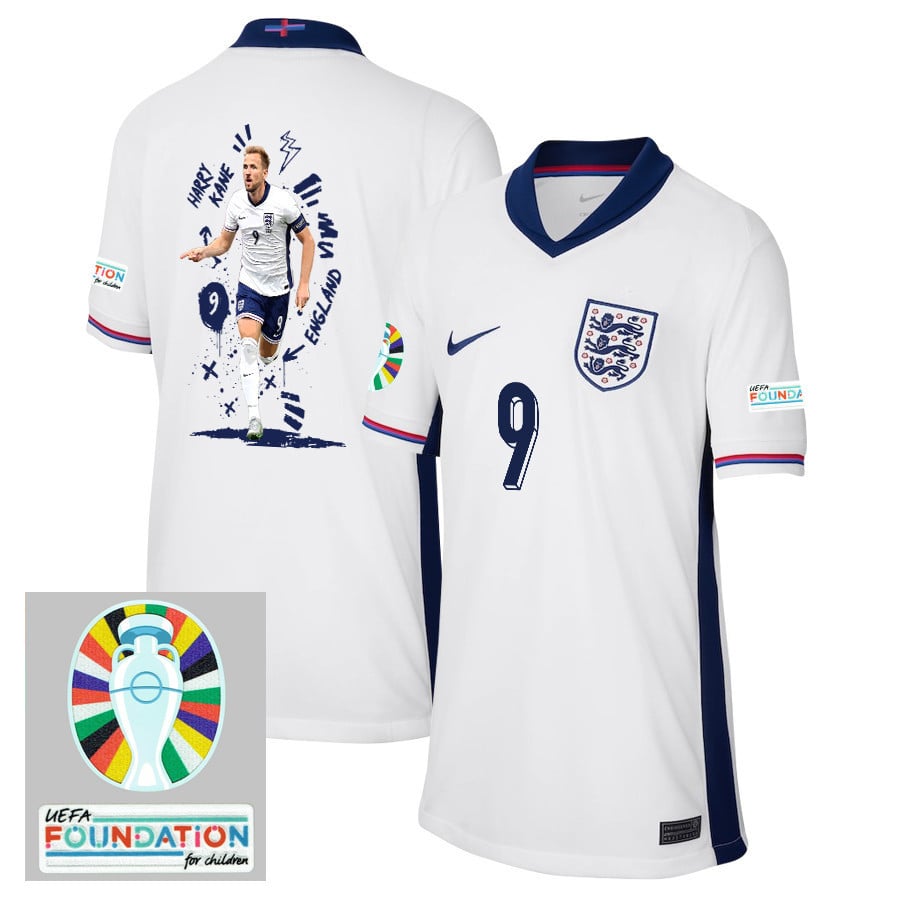 Harry Kane 9 England Superstar England 2024/25 Home Stadium Football Jersey - YOUTH Jersey