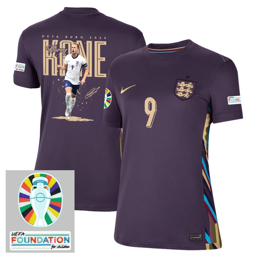 Harry Kane 9 The Golden Boy England 2024/25 Away Stadium Football Jersey - Women Jersey