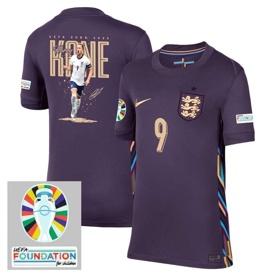 Harry Kane 9 The Golden Boy England 2024/25 Away Stadium Football Jersey - YOUTH Jersey