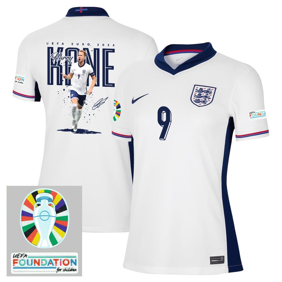 Harry Kane 9 The Golden Boy England 2024/25 Home Stadium Football Jersey - Women Jersey