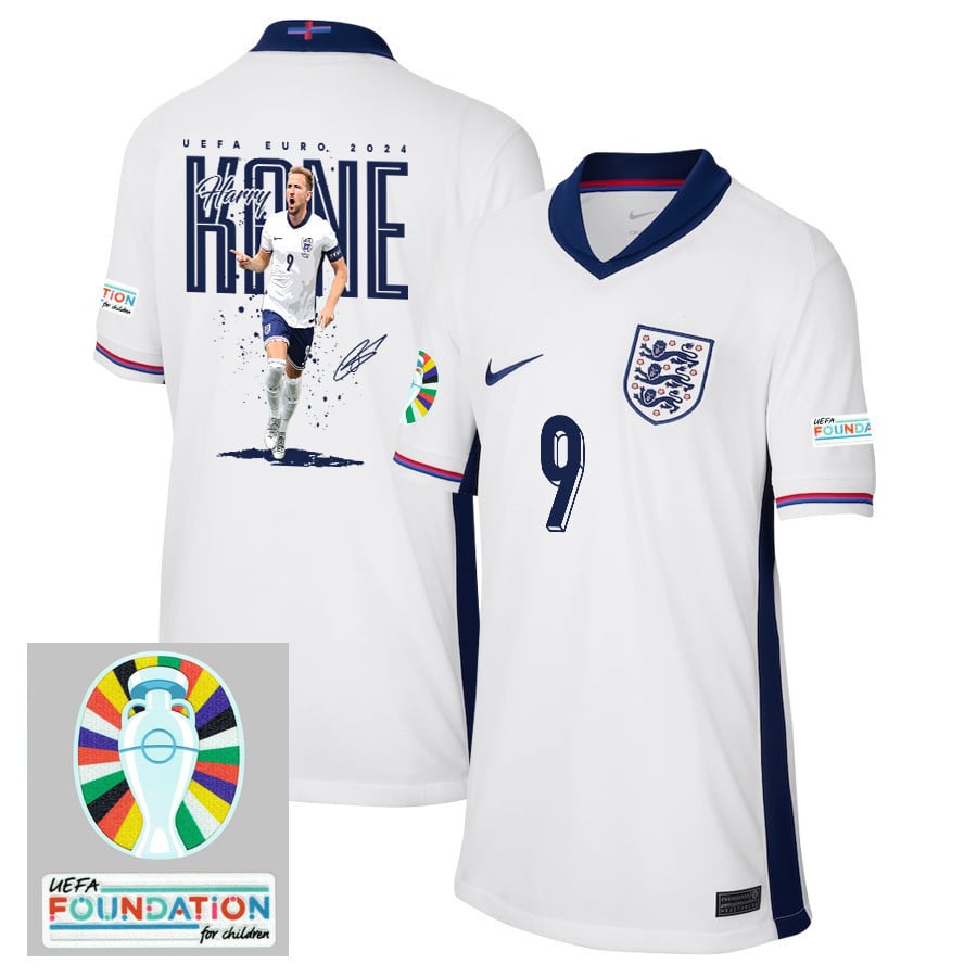 Harry Kane 9 The Golden Boy England 2024/25 Home Stadium Football Jersey - YOUTH Jersey