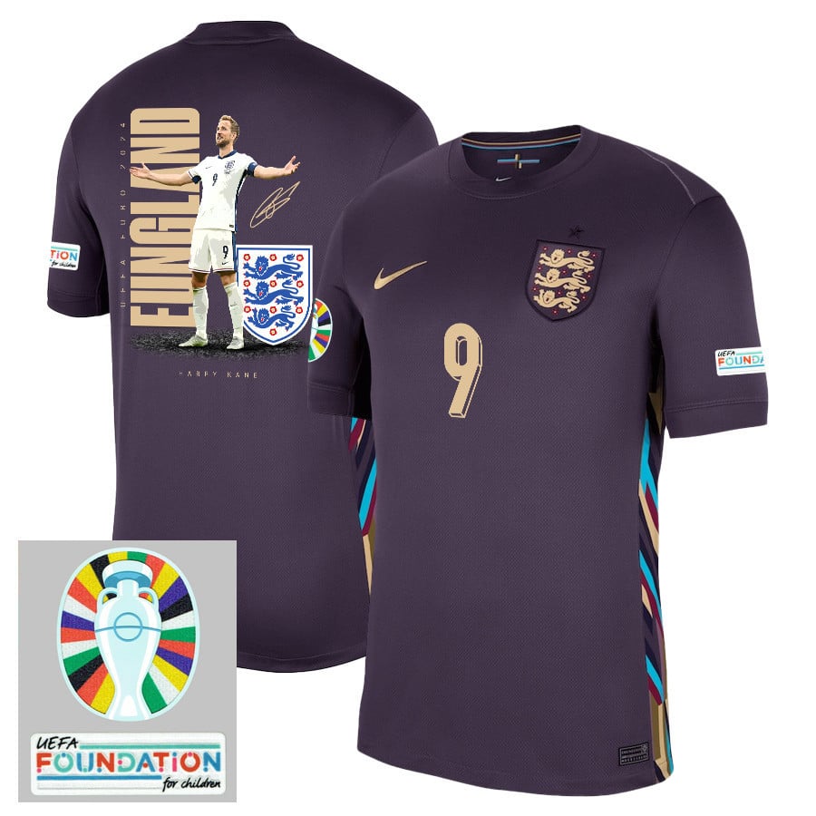 Harry Kane 9 The HurriKane England 2024/25 Away Stadium Football Jersey - Men Purple