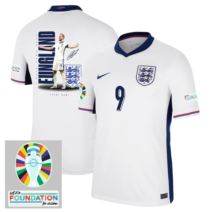 Harry Kane 9 The HurriKane England 2024/25 Home Stadium Football Jersey - Men White