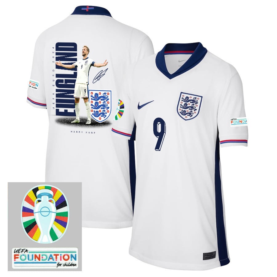 Harry Kane 9 The HurriKane England 2024/25 Home Stadium Football Jersey - YOUTH Jersey