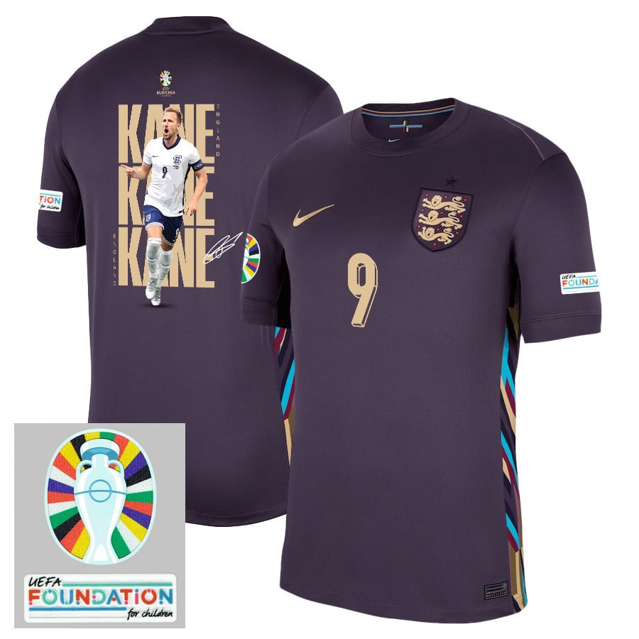 Harry Kane 9 The Three Lions England 2024/25 Away Stadium Football Jersey - Men Purple
