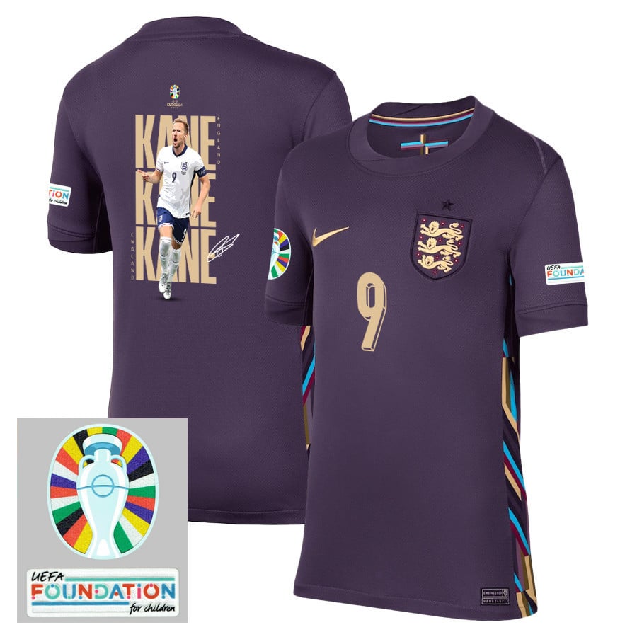 Harry Kane 9 The Three Lions England 2024/25 Away Stadium Football Jersey - YOUTH Jersey