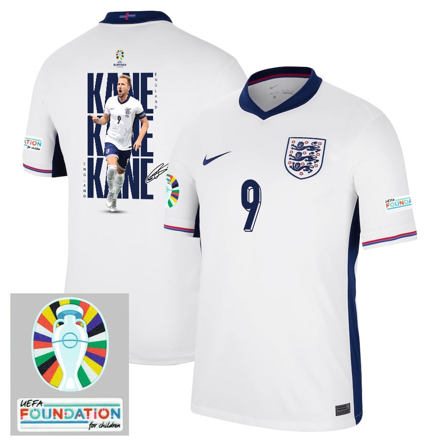 Harry Kane 9 The Three Lions England 2024/25 Home Stadium Football Jersey - Men White