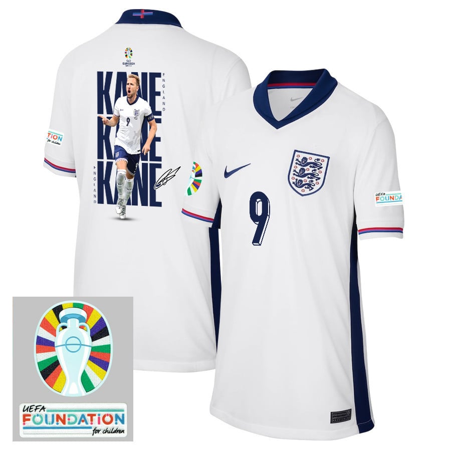 Harry Kane 9 The Three Lions England 2024/25 Home Stadium Football Jersey - YOUTH Jersey