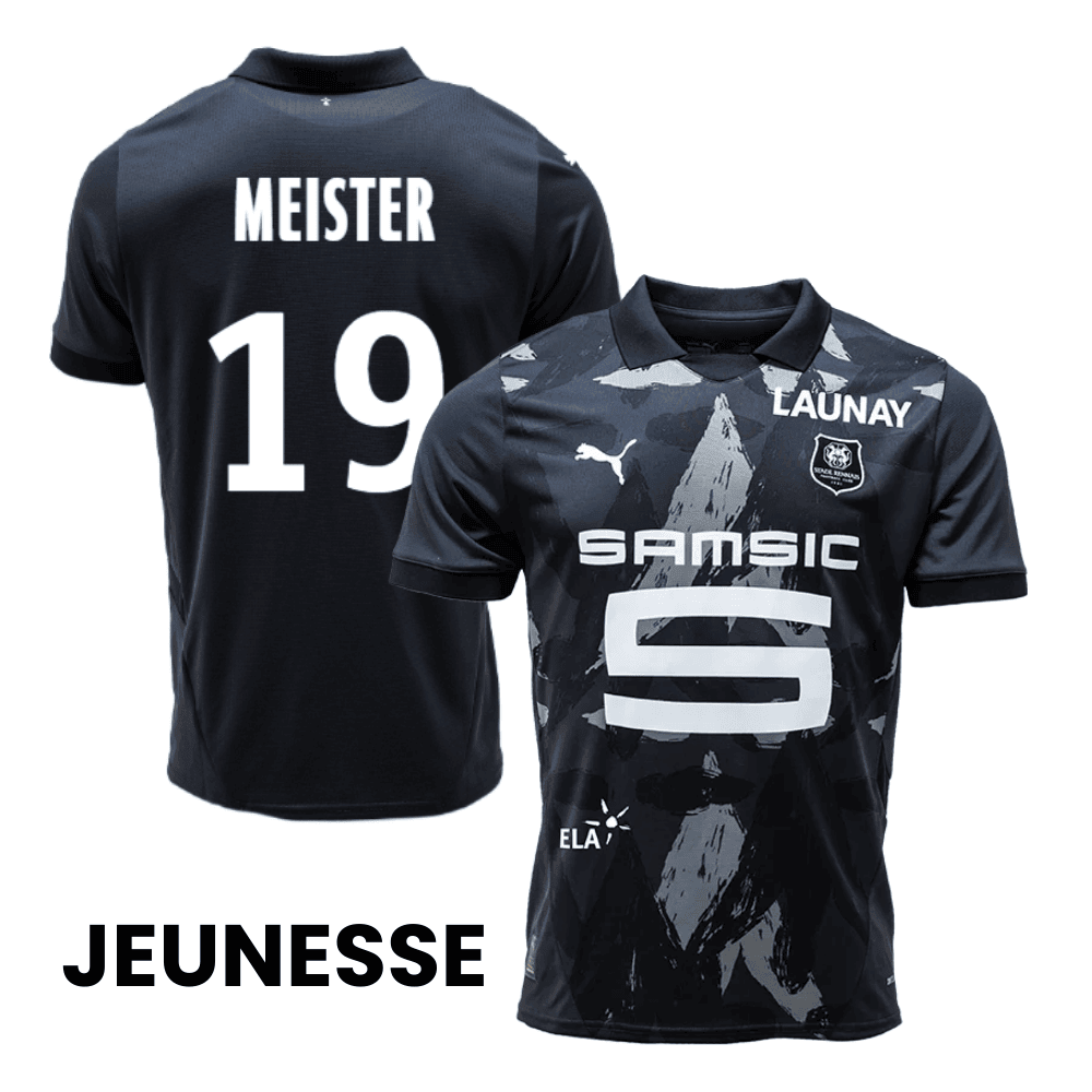 Henrik Meister 19 Stade Rennais F.C. 2024/25 Third YOUTH Jersey - Black