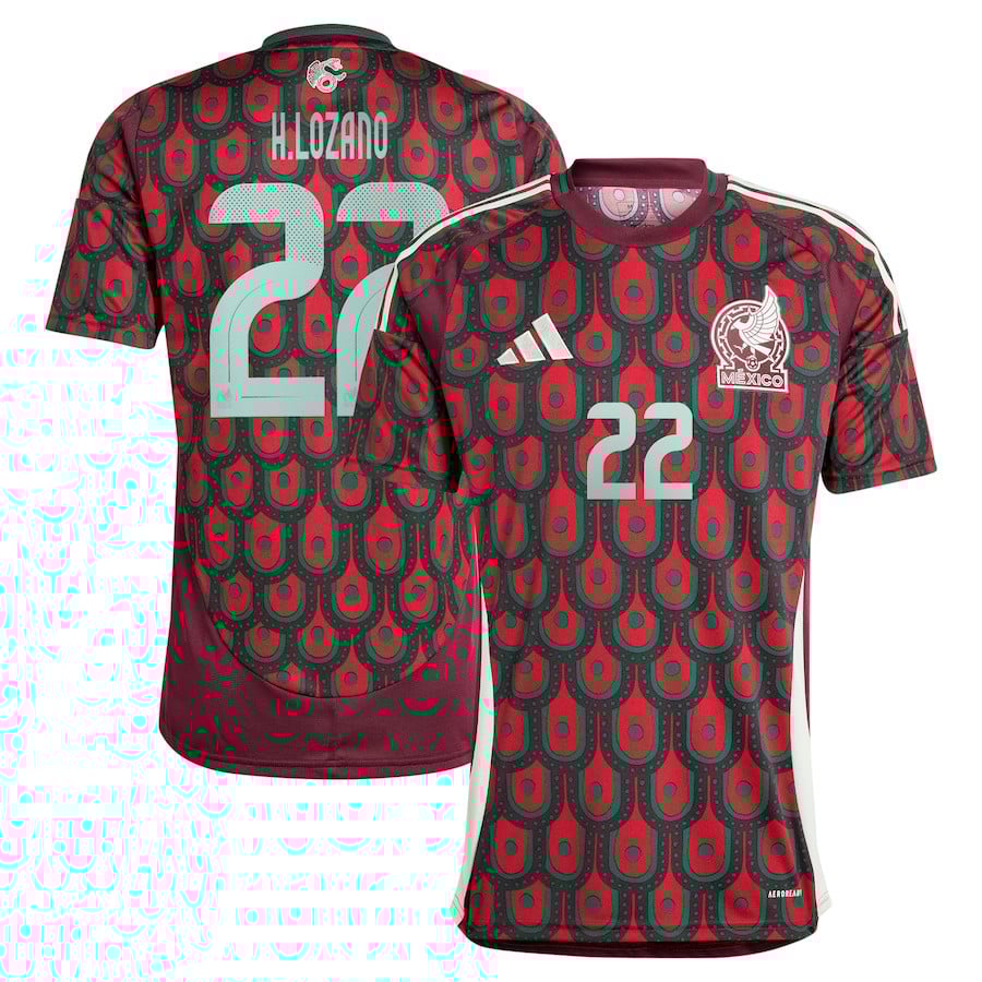 Hirving Lozano 22 Mexico National Team 2024 Home Men Jersey - Burgundy
