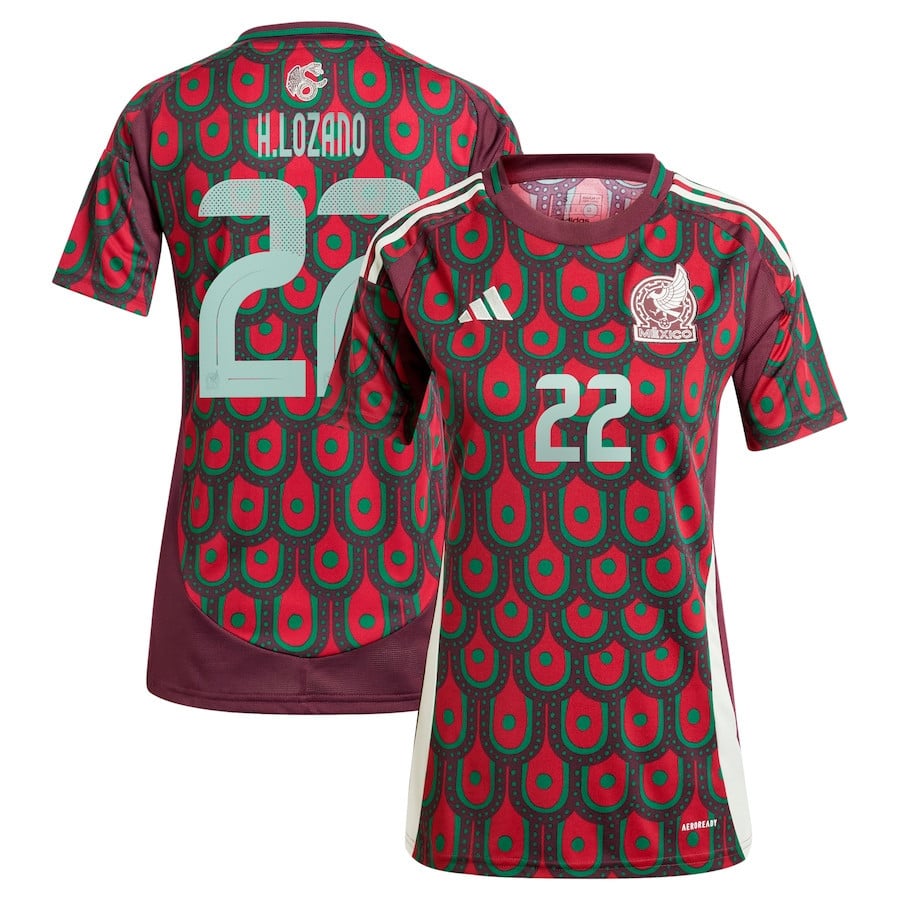 Hirving Lozano 22 Mexico National Team 2024 Home Women Jersey - Burgundy