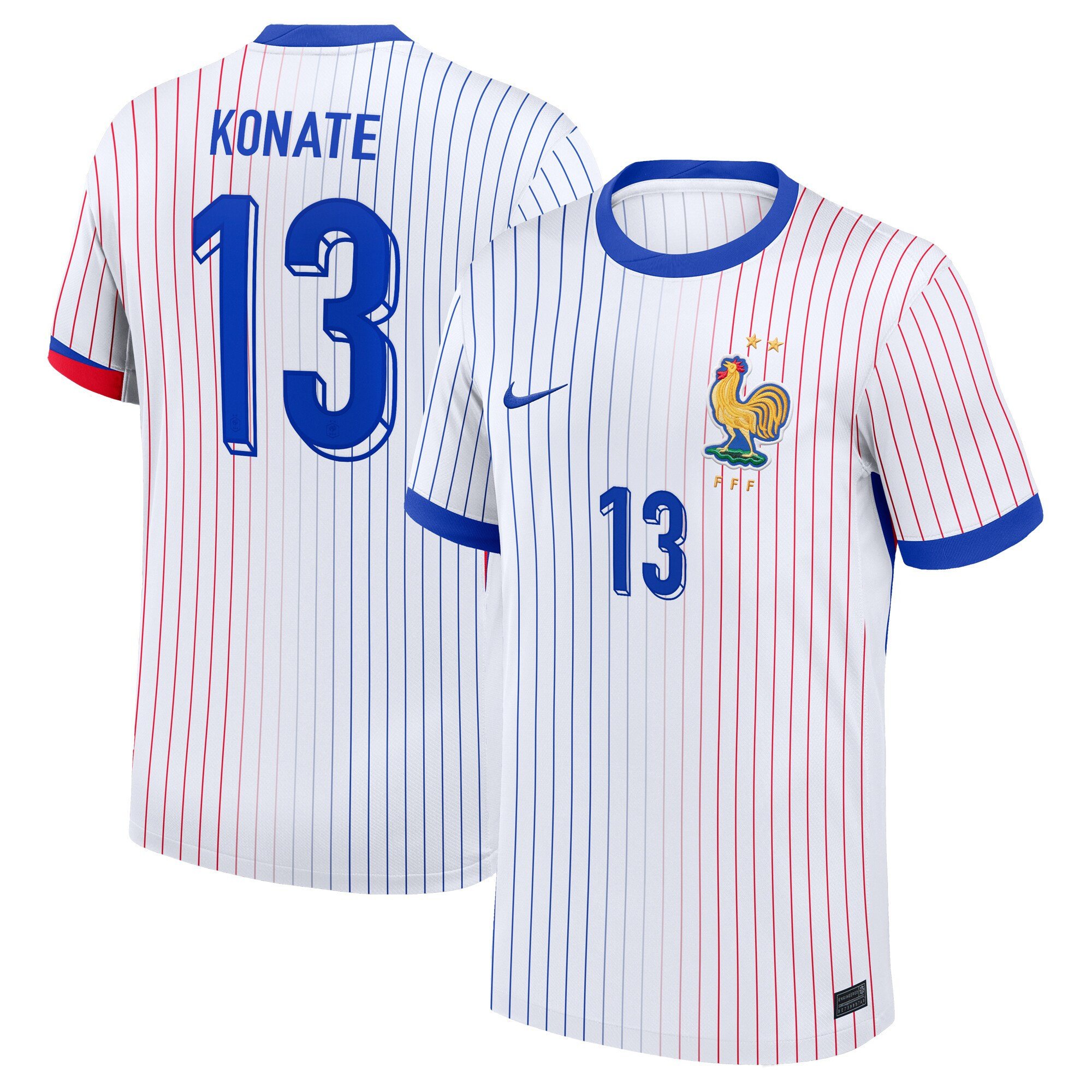 Ibrahima Konate 13 France 2024/25 Stadium Away Football Jersey - Men White
