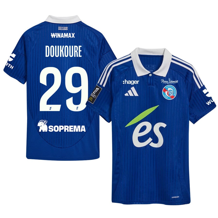 Ismaël Doukouré 29 RC Strasbourg Alsace 2024/25 Home Men Jersey - Blue