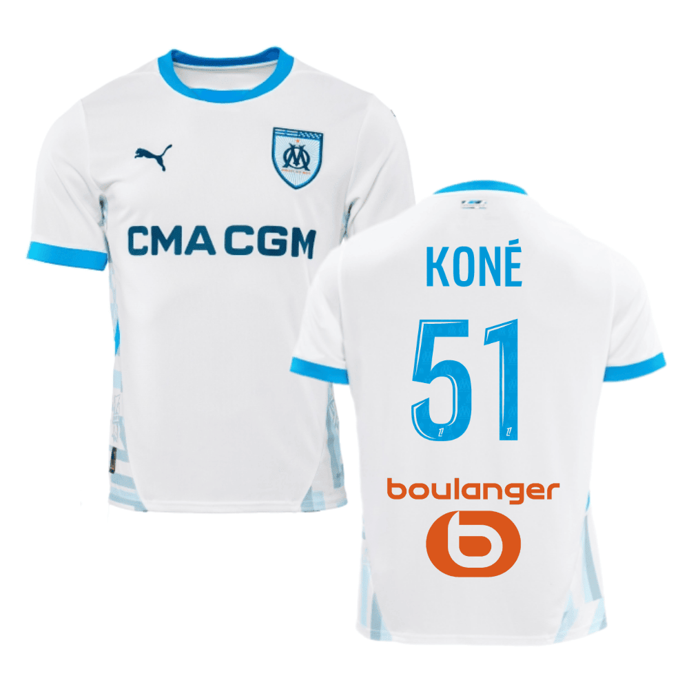 Ismaël Koné 51 Olympique de Marseille 2024/25 Home Men Jersey - White
