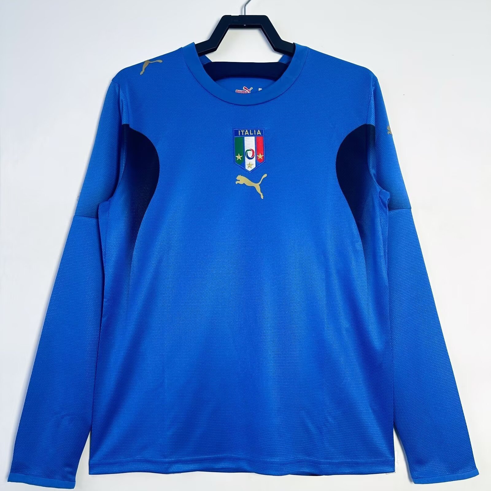 Italy 2006 Home Retro Long Sleeve Men Jersey - Blue