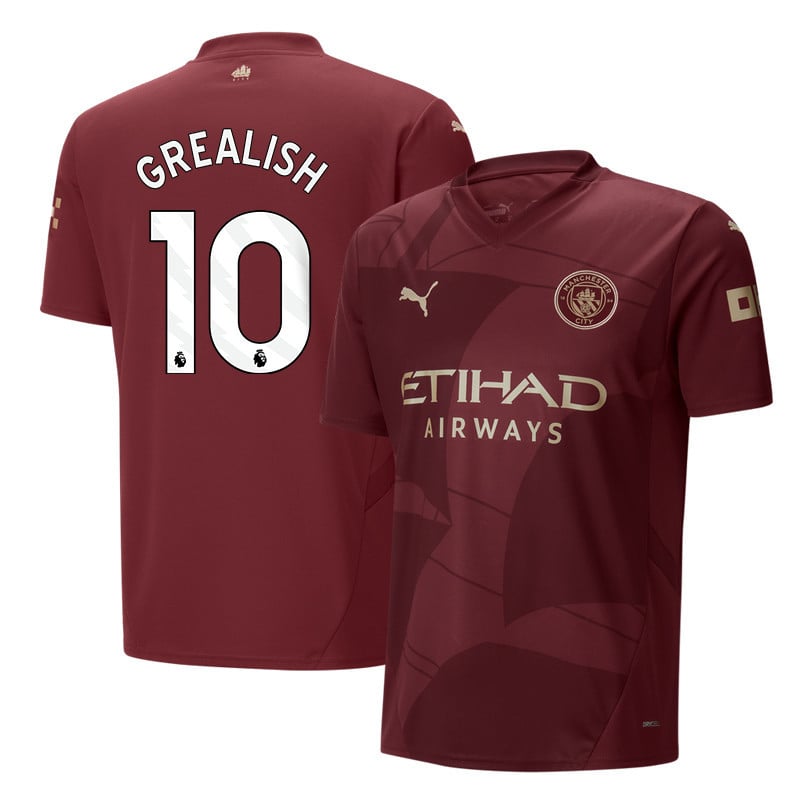 Jack Grealish 10 Manchester City 2024/25 Third Men Jersey - Burgundy