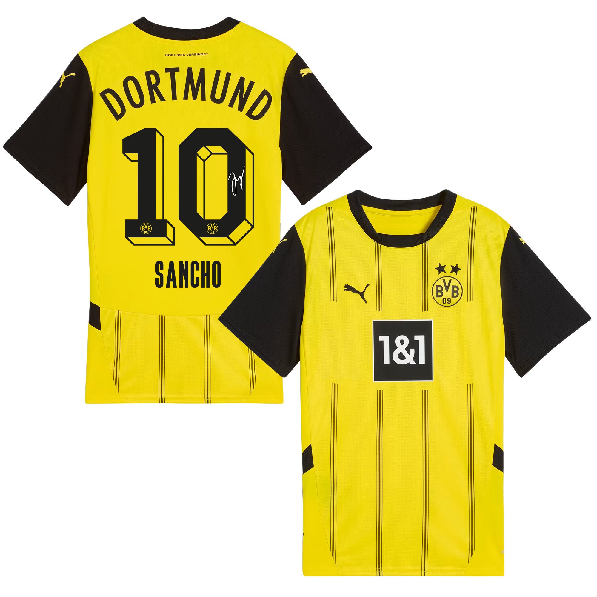Jadon Sancho 10 Signed Borussia Dortmund 2024/25 Home Jersey Autographed - Men, Yellow