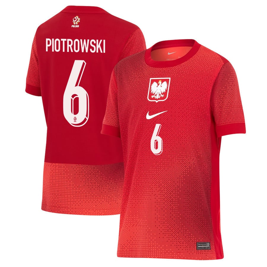 Jakub Piotrowski 6 Poland National Team 2024/25 Away YOUTH Jersey - Red