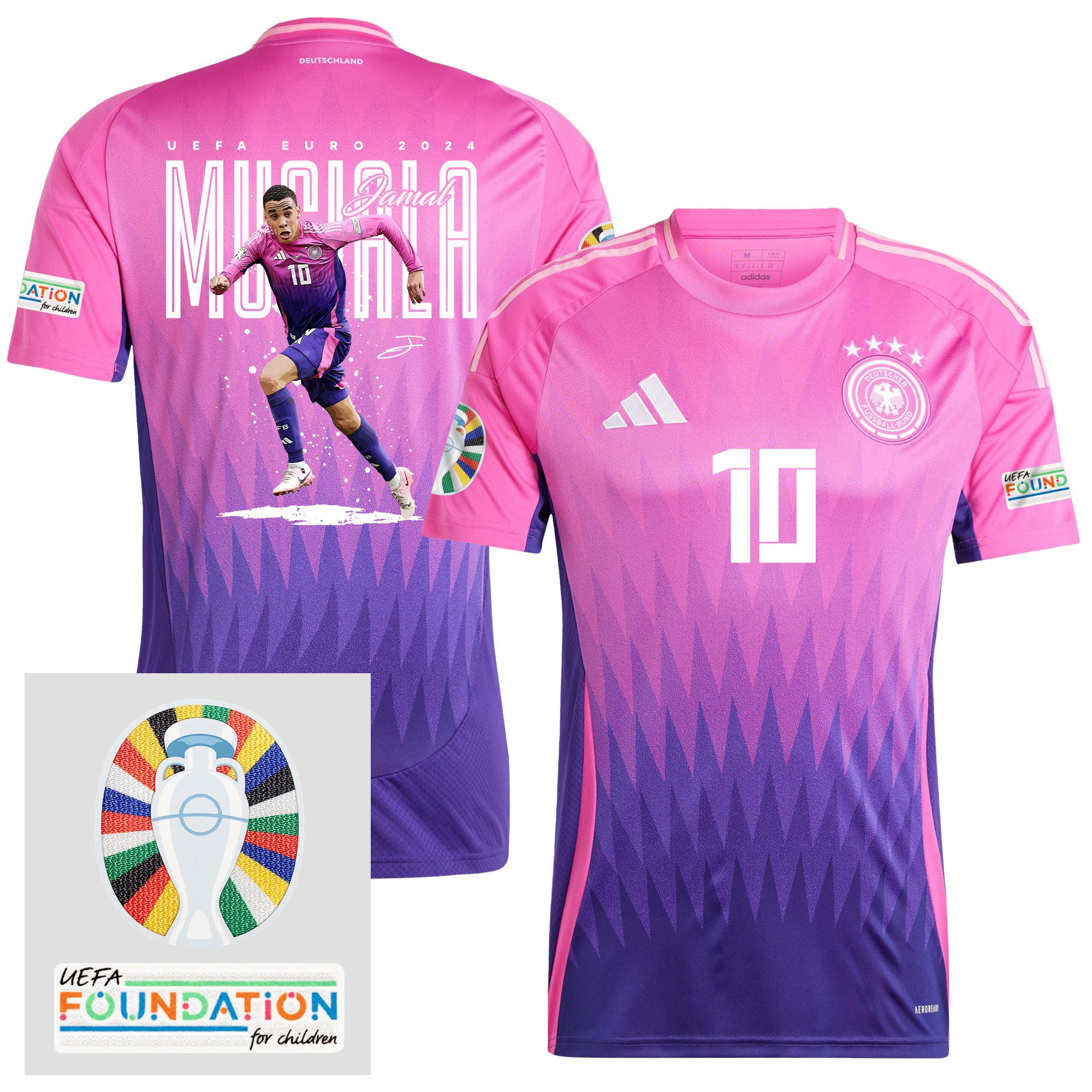 Jamal Musiala 10 The Best Attacking Player Germany 2024/25 Men Away Jersey - UEFA Foundation Patch