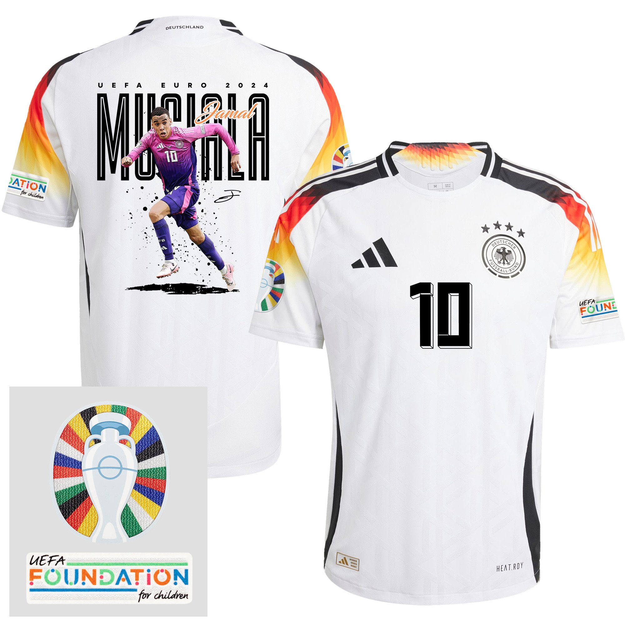 Jamal Musiala 10 The Best Attacking Player Germany 2024/25 Men Home Jersey - UEFA Foundation Patch
