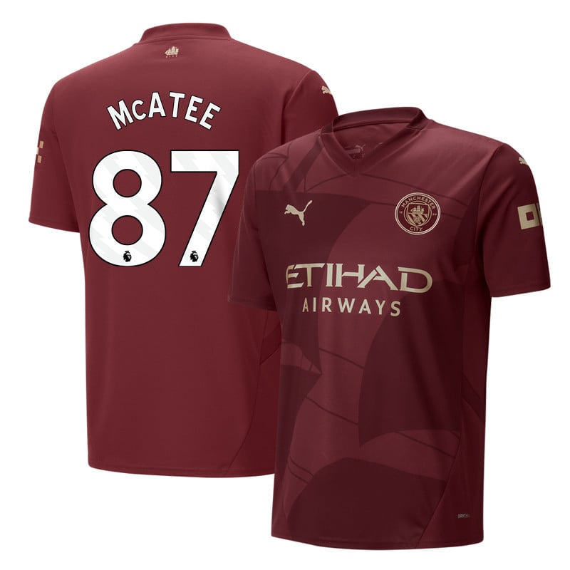 James McAtee 87 Manchester City 2024/25 Third Men Jersey - Burgundy