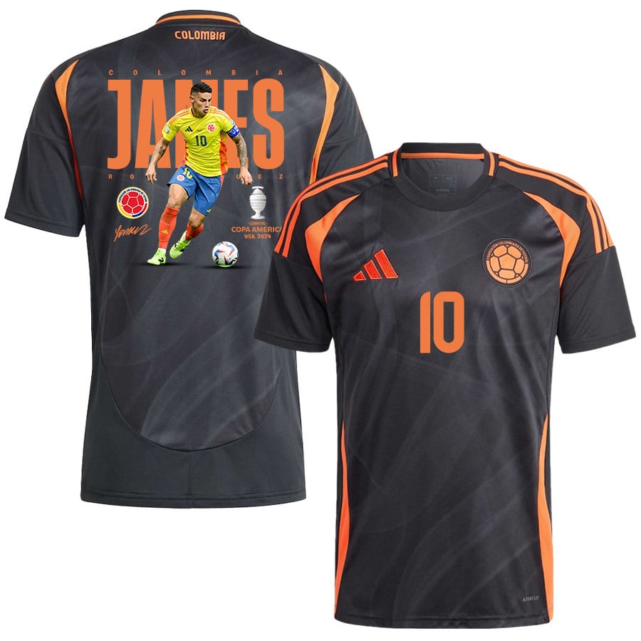 James Rodríguez 10 Colombia Star Colombia 2024/25 Away Men Jersey - Black
