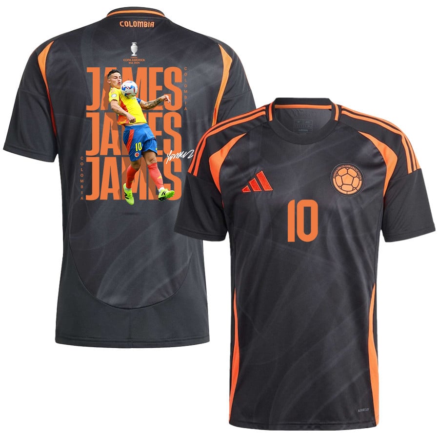 James Rodríguez 10 Mediocampista Ofensivo Colombia 2024/25 Away Men Jersey - Black