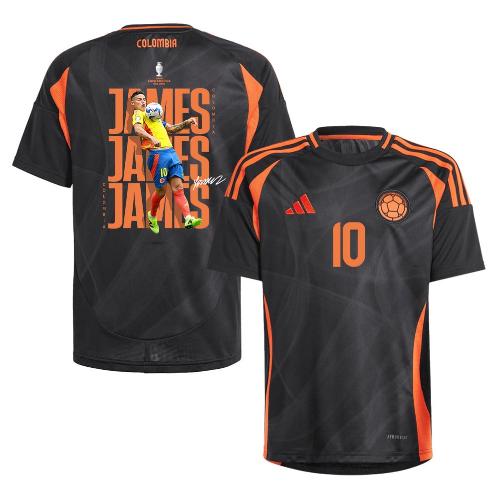 James Rodríguez 10 Mediocampista Ofensivo Colombia 2024/25 Away YOUTH Jersey - Black