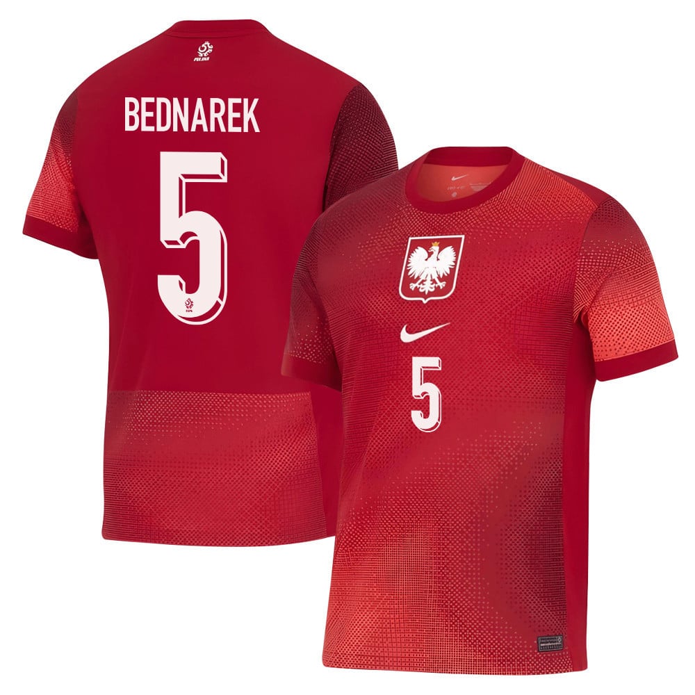 Jan Bednarek 5 Poland National Team 2024/25 Away Men Jersey - Red