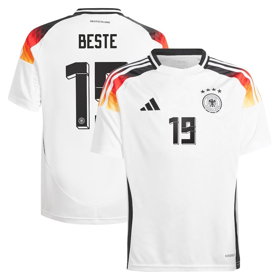 Jan-Niklas Beste 19 Germany National Team 2024 Home YOUTH Jersey - White