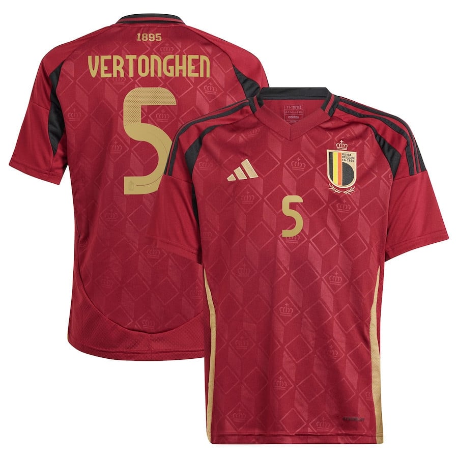 Jan Vertonghen 5 Belgium National Team 2024 Home YOUTH Jersey - Burgundy