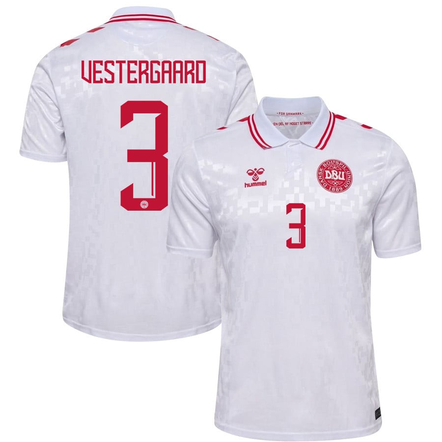 Jannik Vestergaard 3 Denmark National Team 2024/25 Away Men Jersey - White