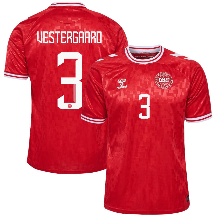 Jannik Vestergaard 3 Denmark National Team 2024/25 Home Men Jersey - Red