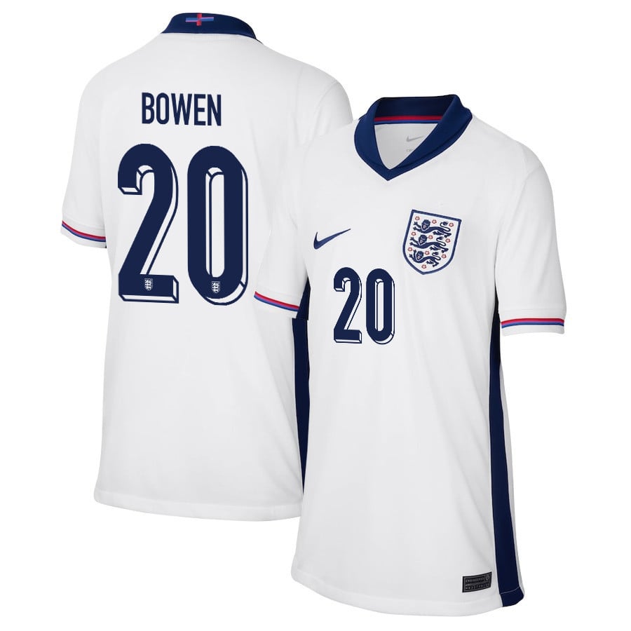 Jarrod Bowen 20 England 2024/25 Home Stadium Football YOUTH Jersey - White