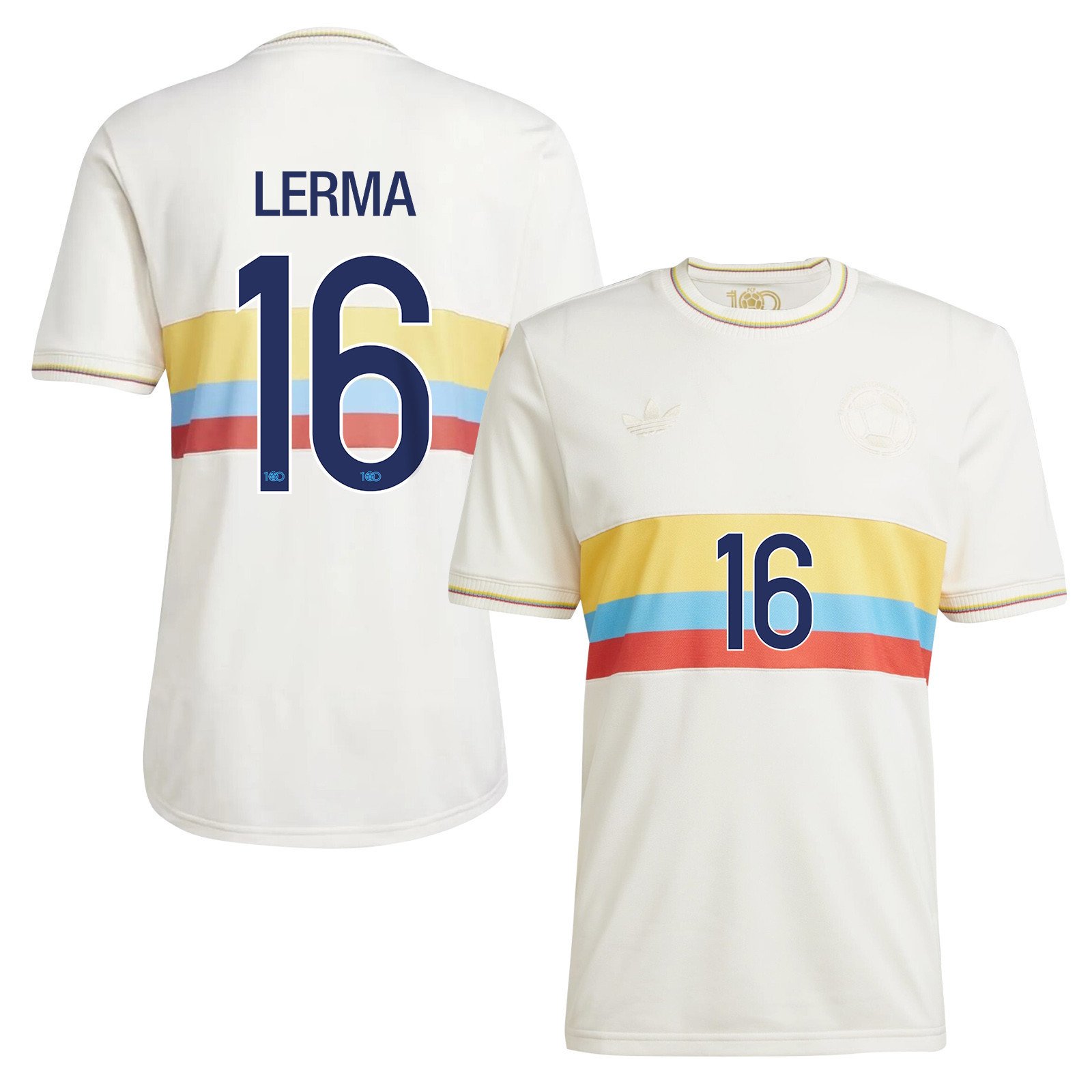 Jefferson Lerma 16 Colombia 2024 100th Anniversary Jersey - Men, Chalk White
