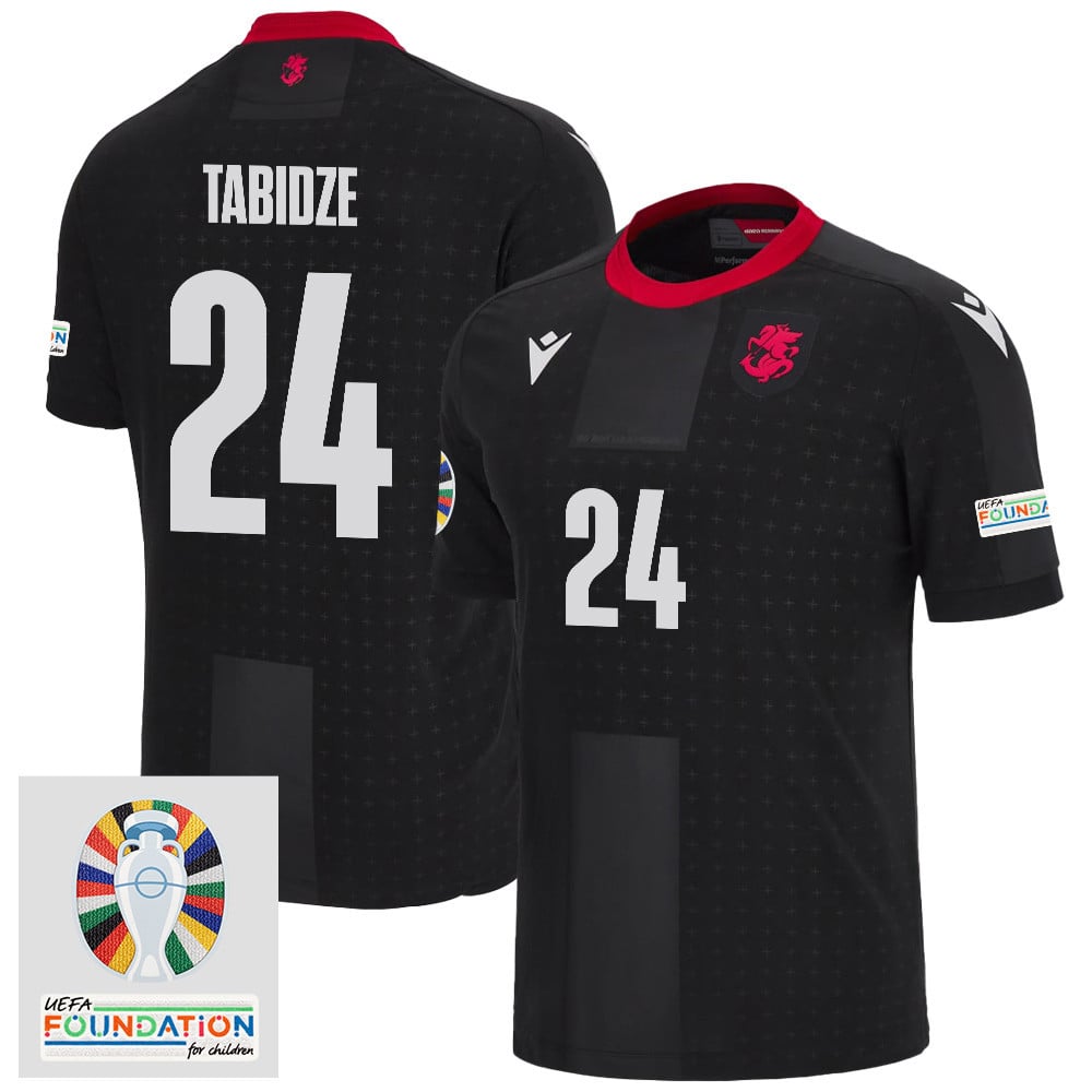Jemal Tabidze 24 Georgia National Team 2024 Euro & Foundation Patch Away Men Jersey - Black