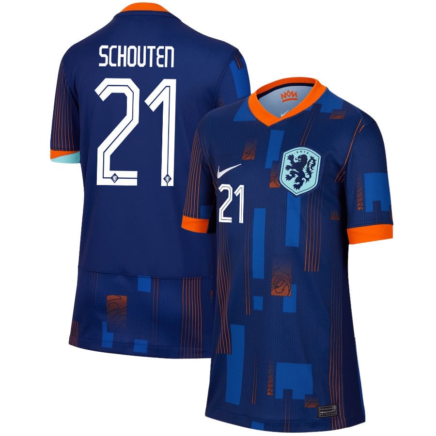Jerdy Schouten 21 Netherlands National Team 2024/25 Away YOUTH Jersey - Navy