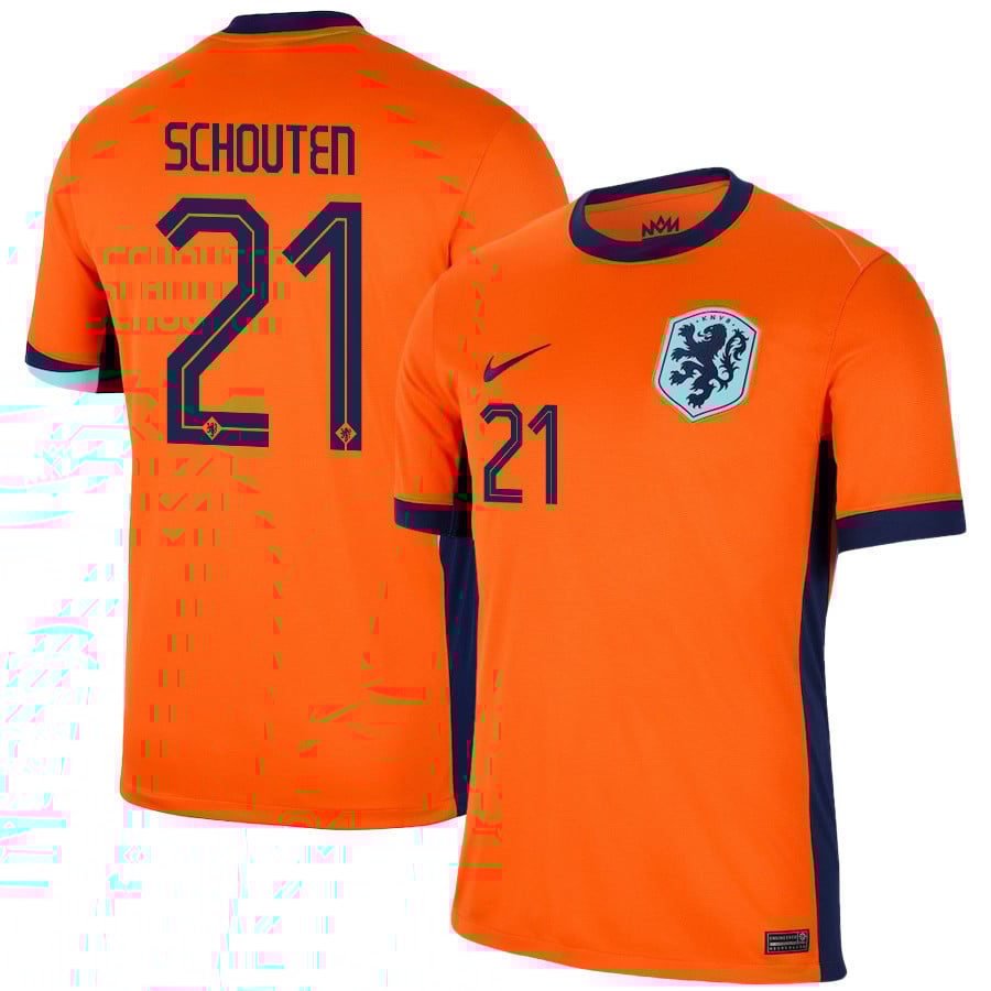 Jerdy Schouten 21 Netherlands National Team 2024/25 Home Men Jersey - Orange