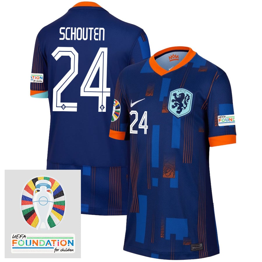 Jerdy Schouten 24 Netherlands National Team 2024/25 Away YOUTH Jersey - Navy
