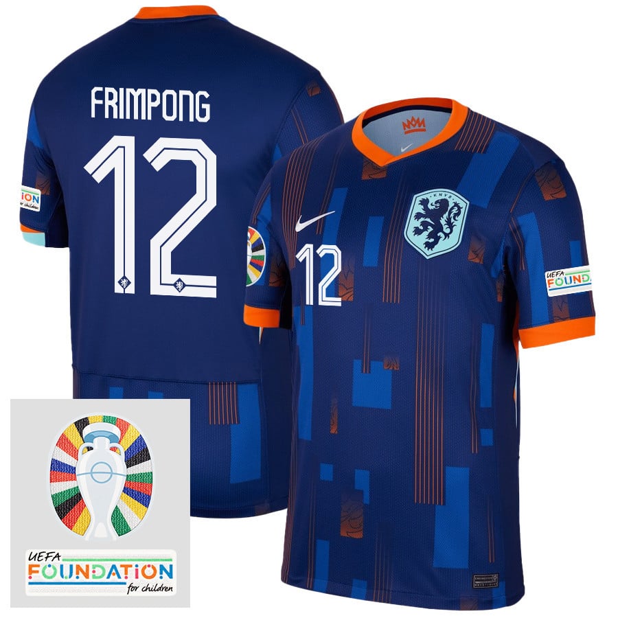 Jeremie Frimpong 12 Netherlands National Team 2024/25 Away Men Jersey - Navy