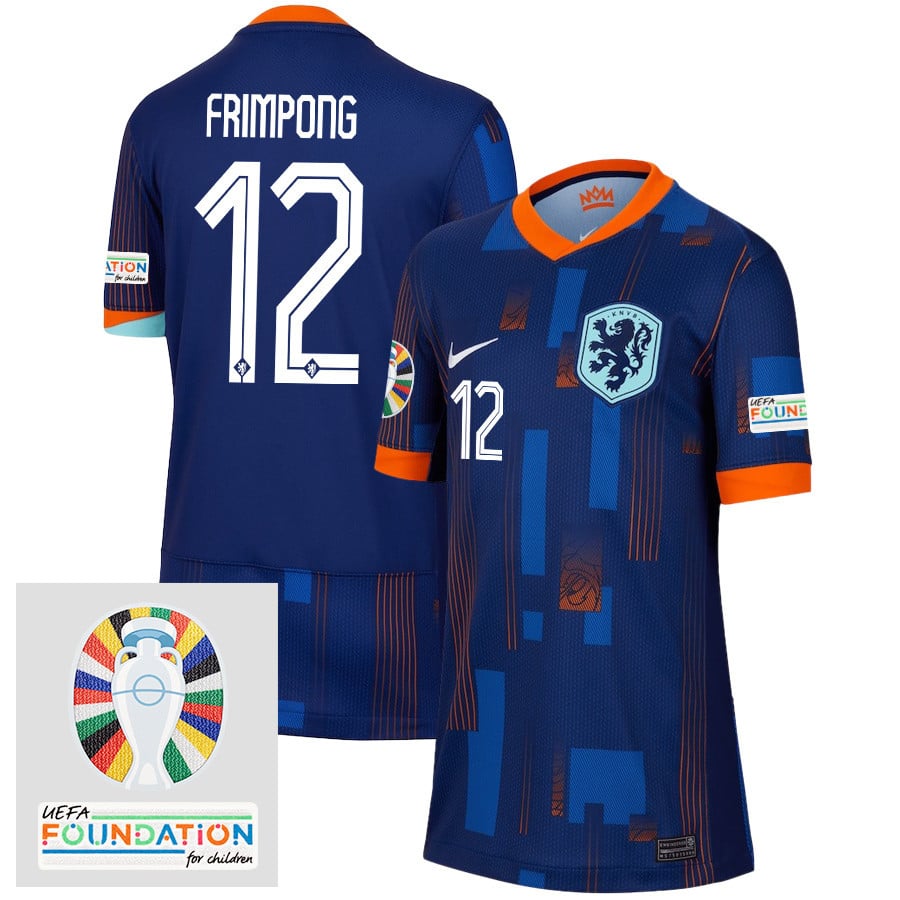Jeremie Frimpong 12 Netherlands National Team 2024/25 Away YOUTH Jersey - Navy