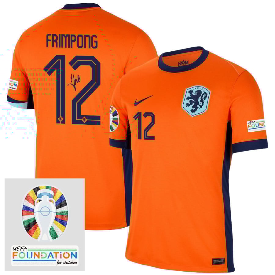 Jeremie Frimpong 12 Signed Netherlands National Team 2024 Home Men Jersey Autographed - Orange