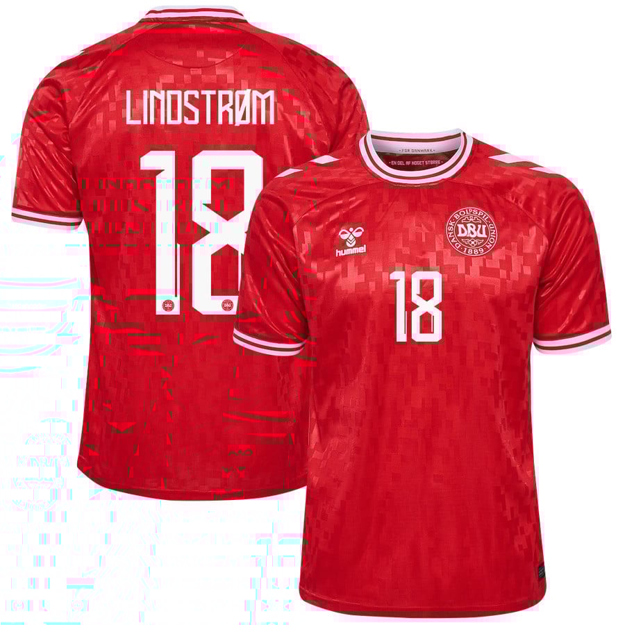 Jesper Lindstrøm 18 Denmark National Team 2024/25 Home Men Jersey - Red