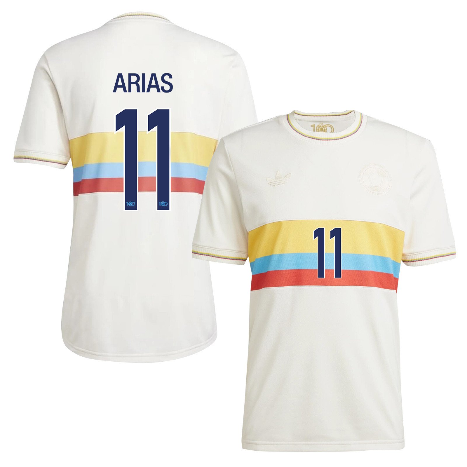 Jhon Arias 11 Colombia 2024 100th Anniversary Jersey - Men, Chalk White