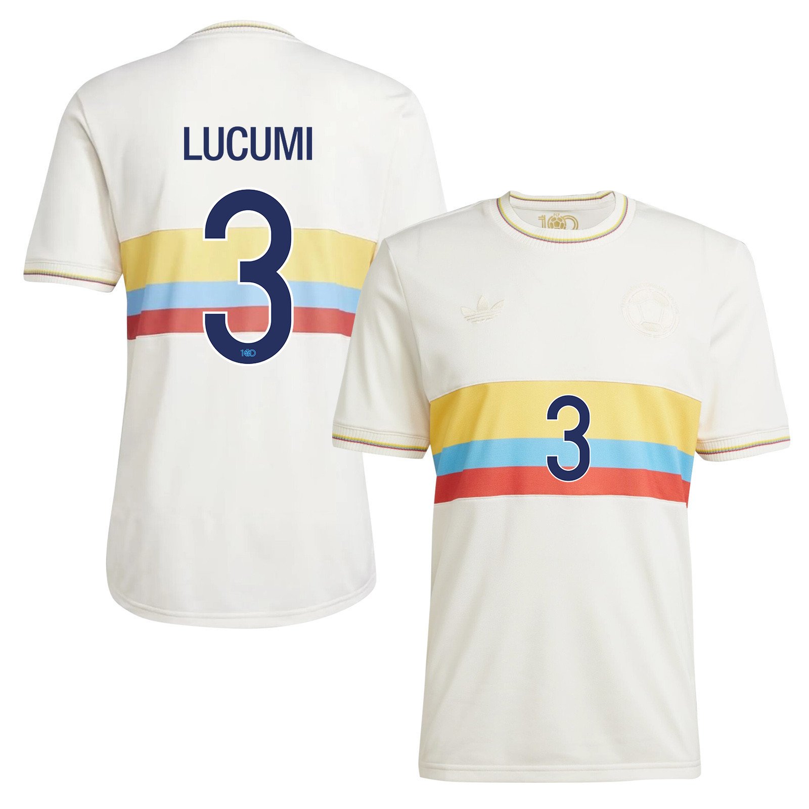 Jhon Lucumi 3 Colombia 2024 100th Anniversary Jersey - Men, Chalk White