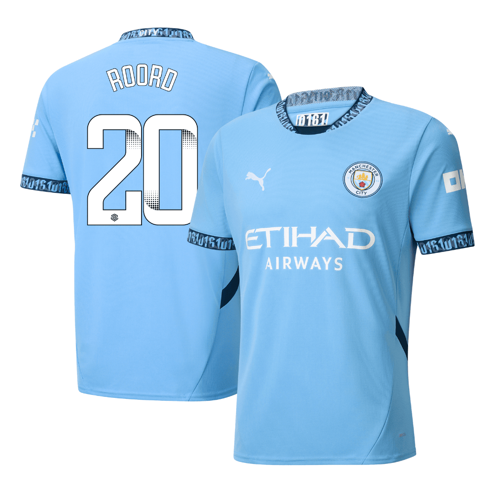 Jill Roord 20 Manchester City 2024/25 Women's Team Home Men Jersey - Light Blue