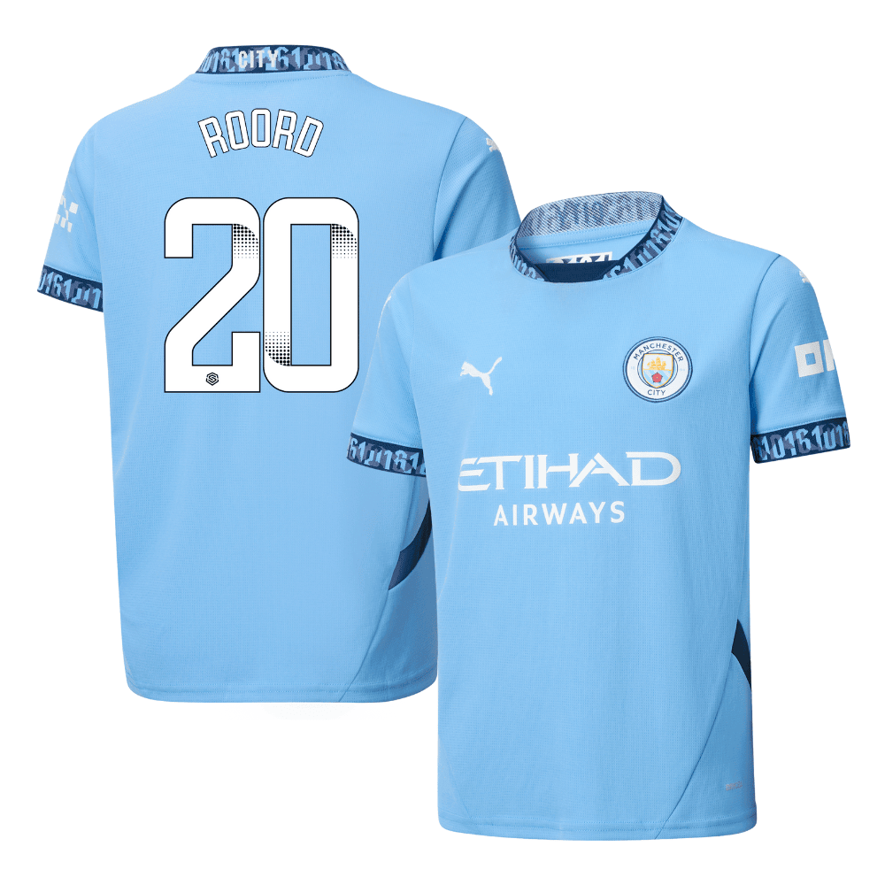 Jill Roord 20 Manchester City 2024/25 Women's Team Home YOUTH Jersey - Light Blue