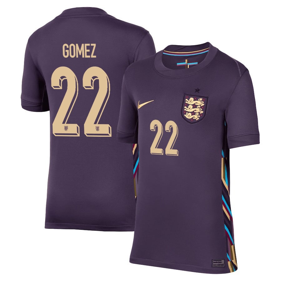 Joe Gomez 22 England 2024/25 Away Stadium Football YOUTH Jersey - Purple