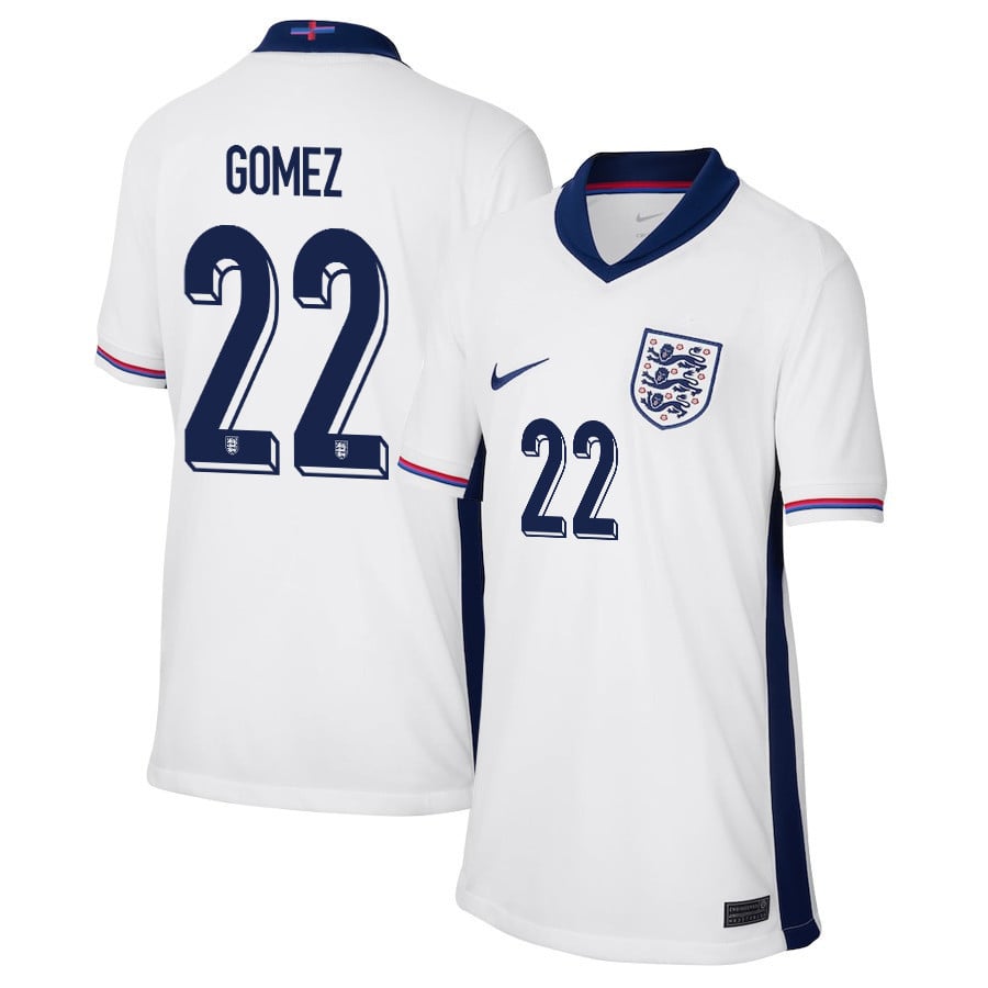 Joe Gomez 22 England 2024/25 Home Stadium Football YOUTH Jersey - White